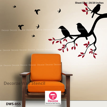 Tree branch stencils | Living room wall painting | Wall Painting Designs |  Painting Ideas DWS-55